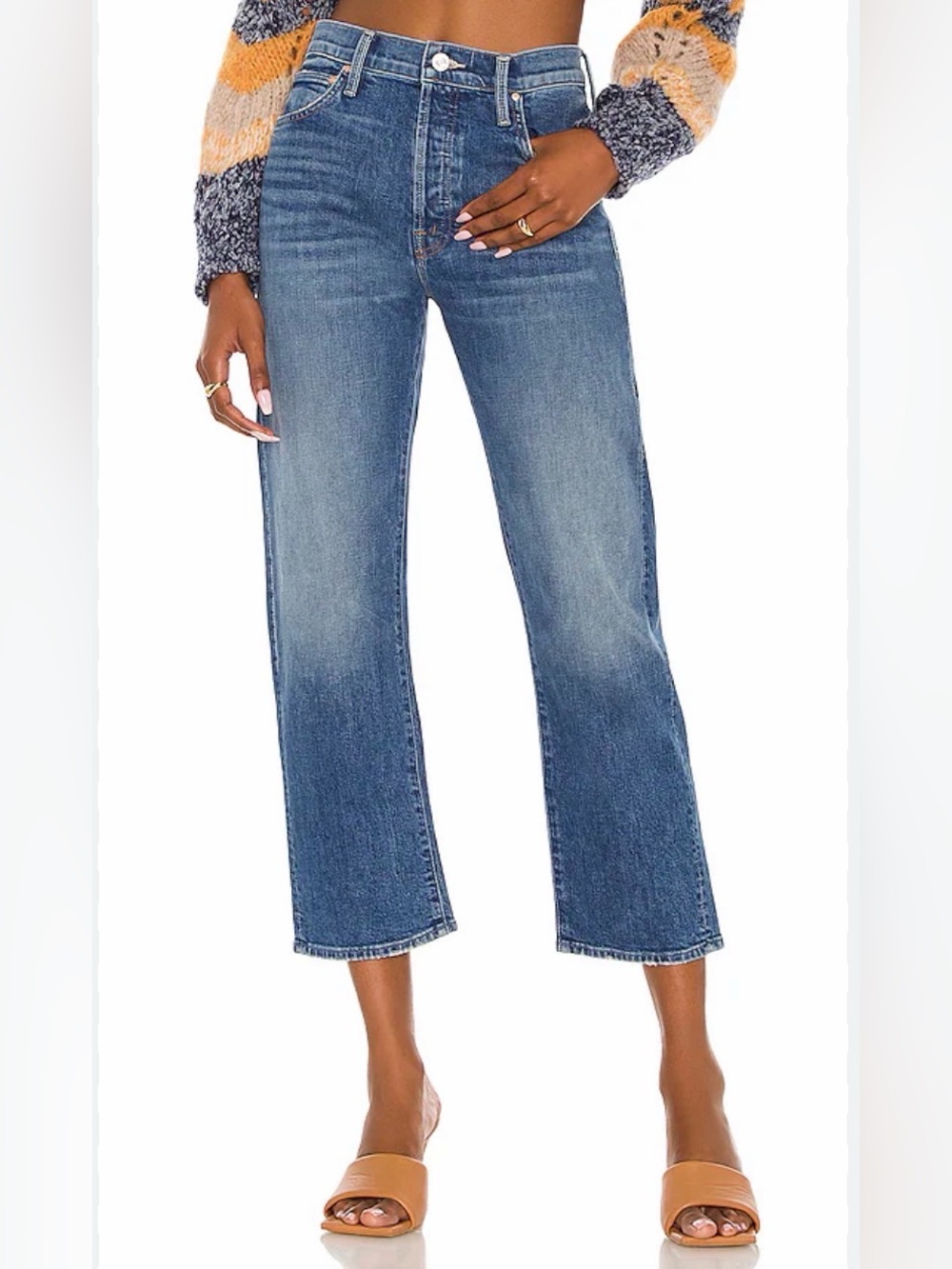 MOTHER Superior The Ditcher Cropped Straight Jeans in Running With Scissors